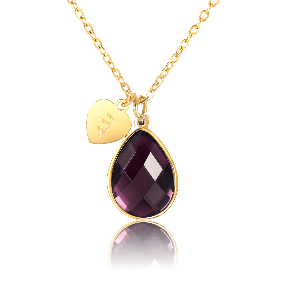 bianco rosso Necklaces Gold February Birthstone - Amethyst cyprus greece jewelry gift free shipping europe worldwide