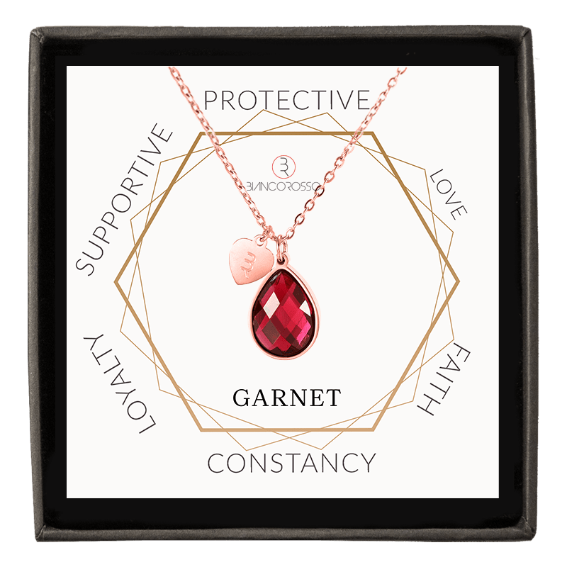 bianco rosso Necklaces January Birthstone - Garnet cyprus greece jewelry gift free shipping europe worldwide