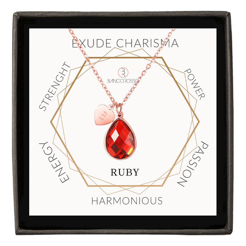 bianco rosso Necklaces July Birthstone - Ruby cyprus greece jewelry gift free shipping europe worldwide