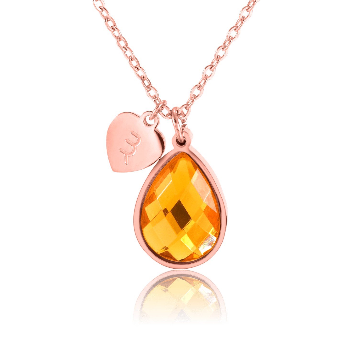 bianco rosso Necklaces Rose Gold November Birthstone - Citrine cyprus greece jewelry gift free shipping europe worldwide