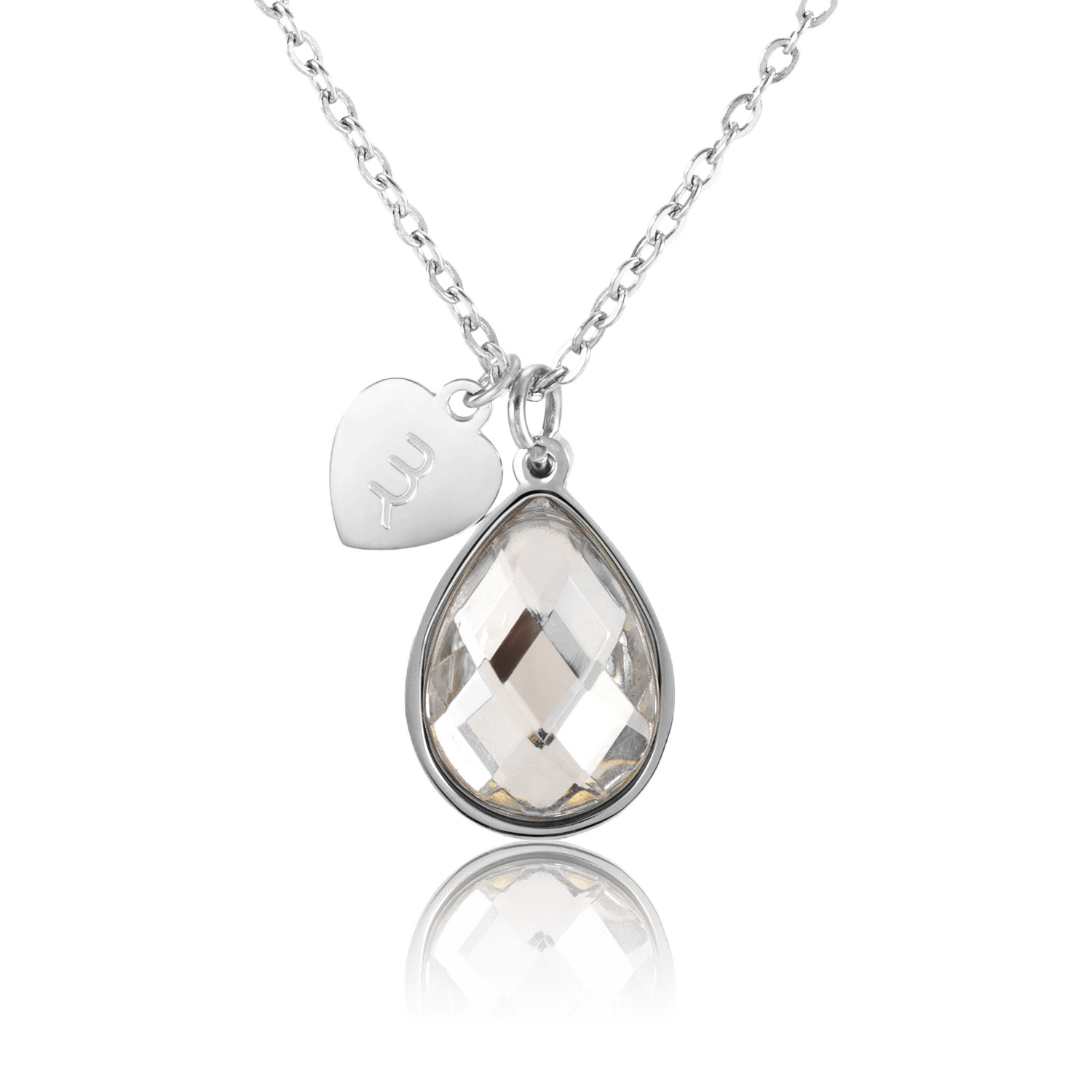 bianco rosso Necklaces Silver April Birthstone - Diamond cyprus greece jewelry gift free shipping europe worldwide