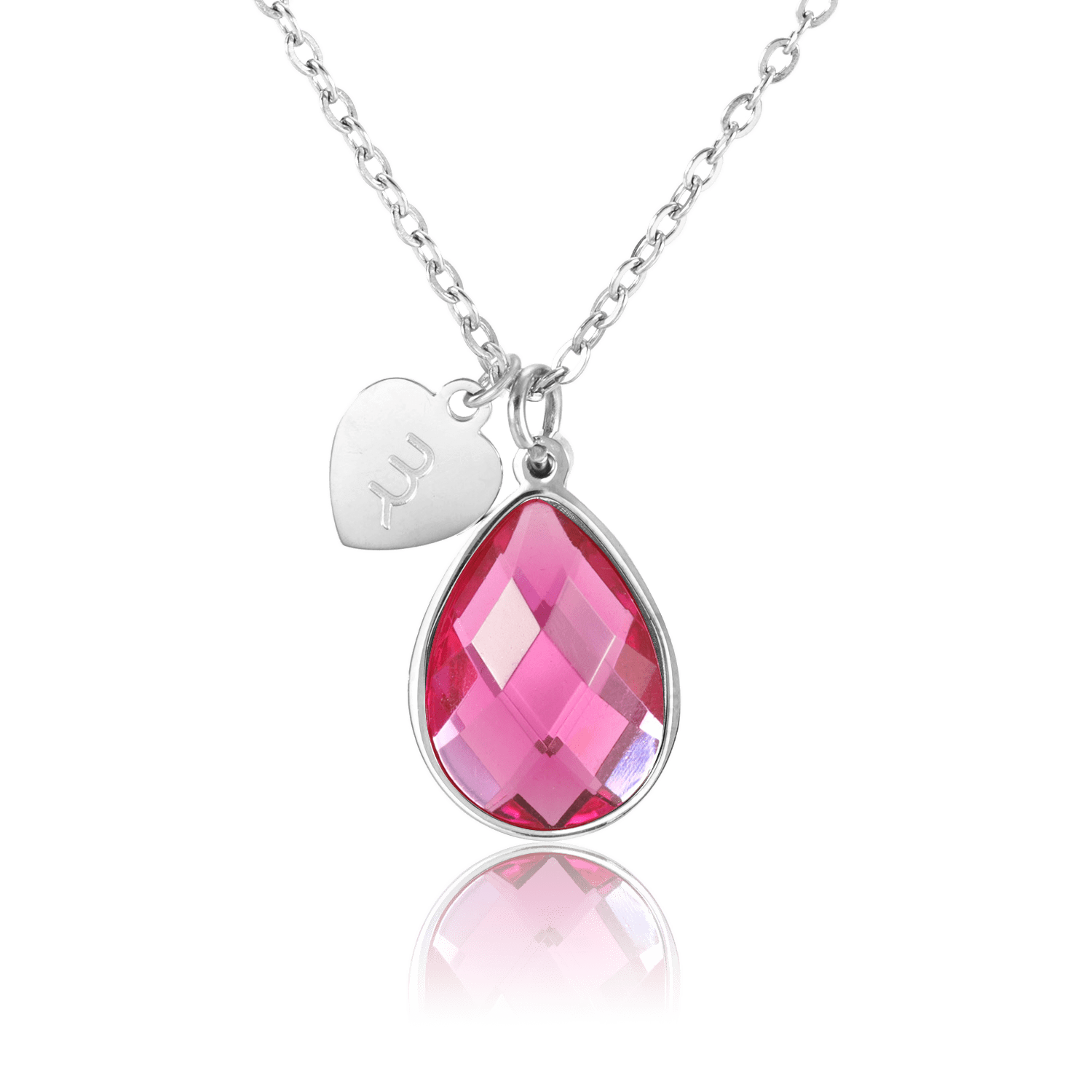 bianco rosso Necklaces Silver September Birthstone - Rose Quartz cyprus greece jewelry gift free shipping europe worldwide