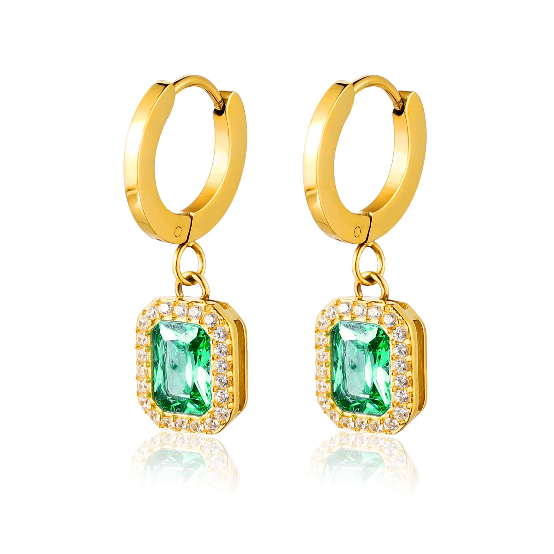 bianco rosso Earrings Emerald Hoop Zircon Earrings cyprus greece jewelry gift free shipping europe worldwide