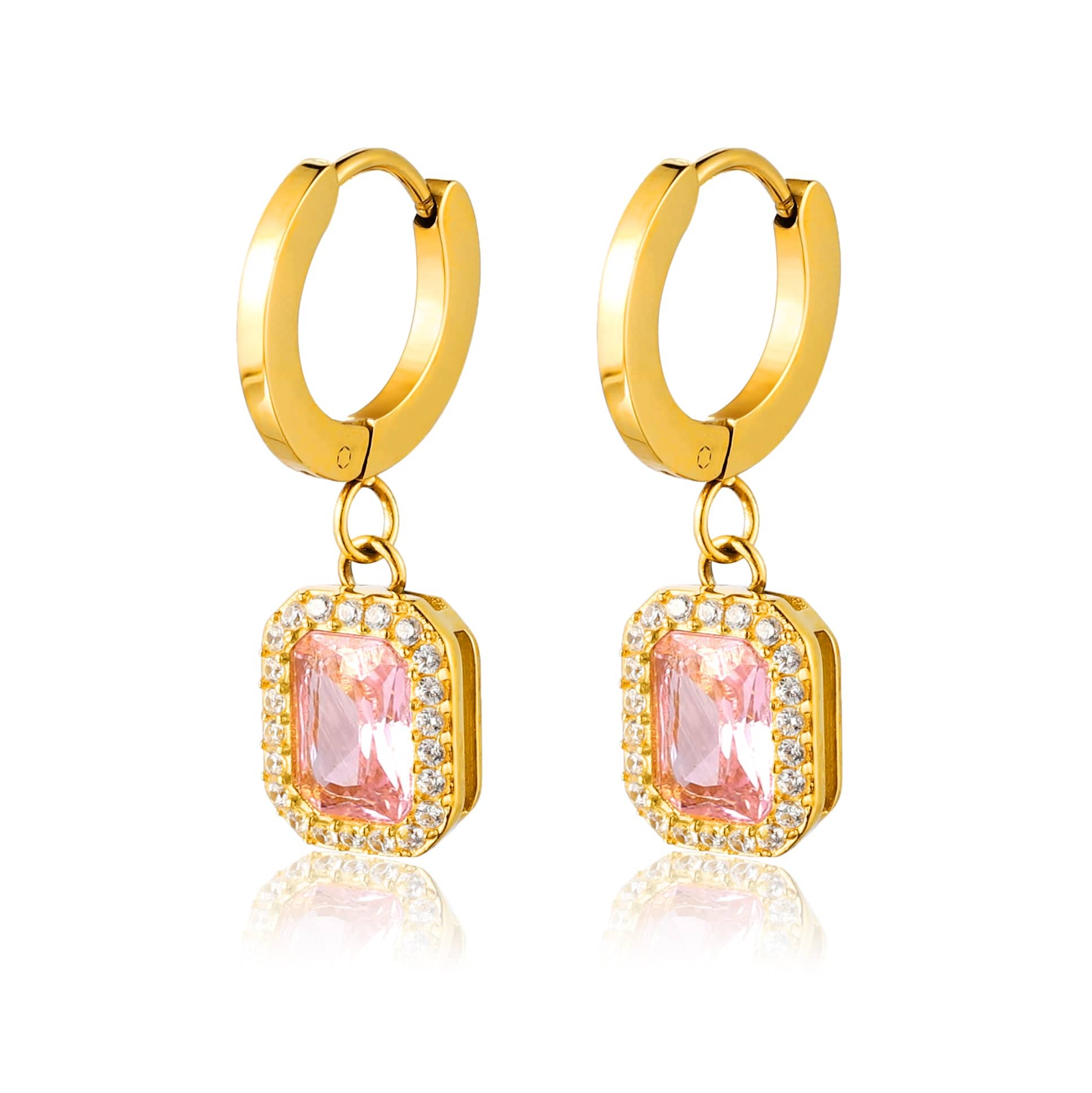 bianco rosso Earrings Pink Stone Hoop Earrings cyprus greece jewelry gift free shipping europe worldwide