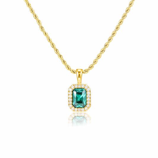bianco rosso Necklaces Gold Emerald Charm Necklace cyprus greece jewelry gift free shipping europe worldwide