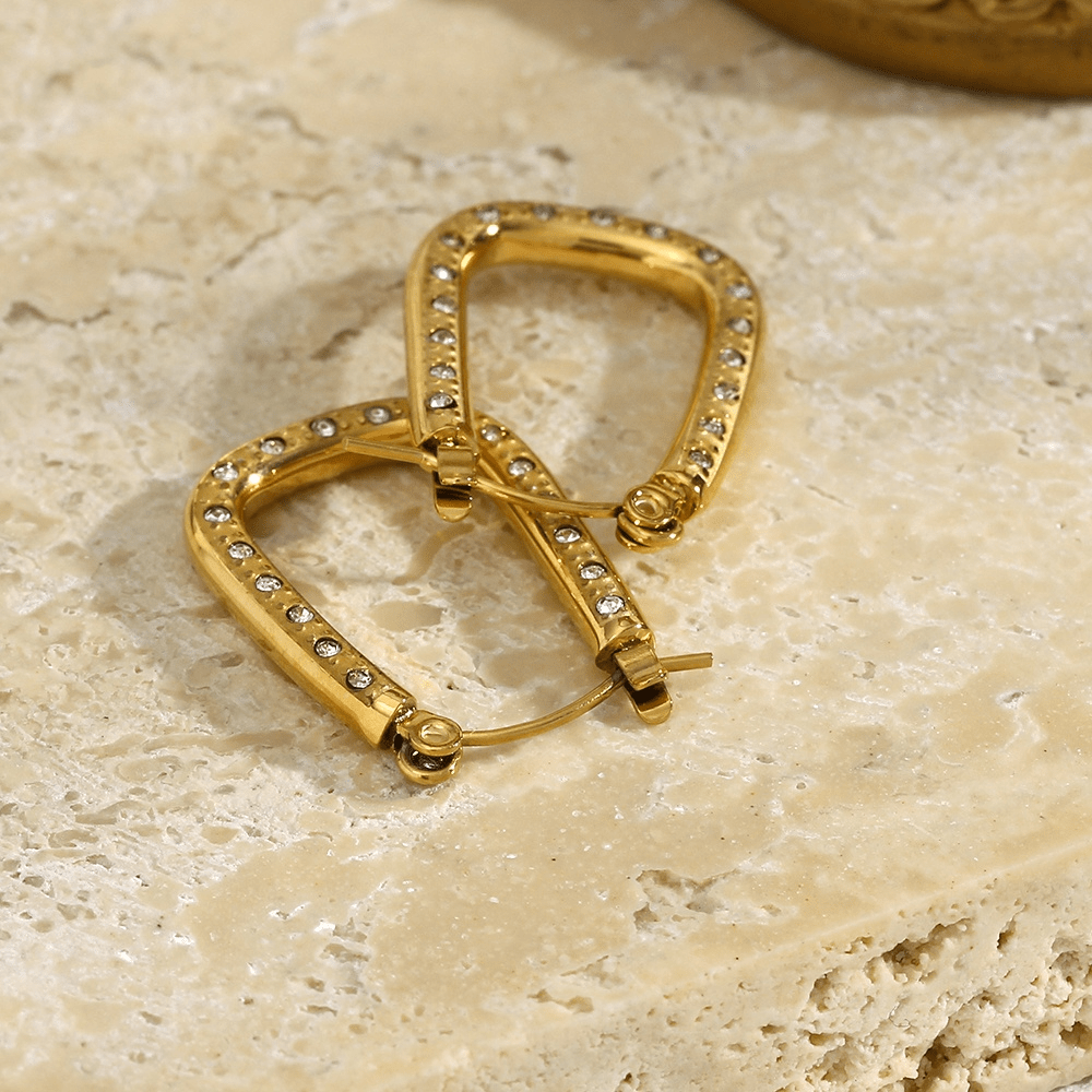 bianco rosso Earrings Allier Rectangle Hoops Sparkling 18k Gold Plated cyprus greece jewelry gift free shipping europe worldwide