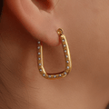 bianco rosso Earrings Allier Rectangle Hoops Sparkling 18k Gold Plated cyprus greece jewelry gift free shipping europe worldwide