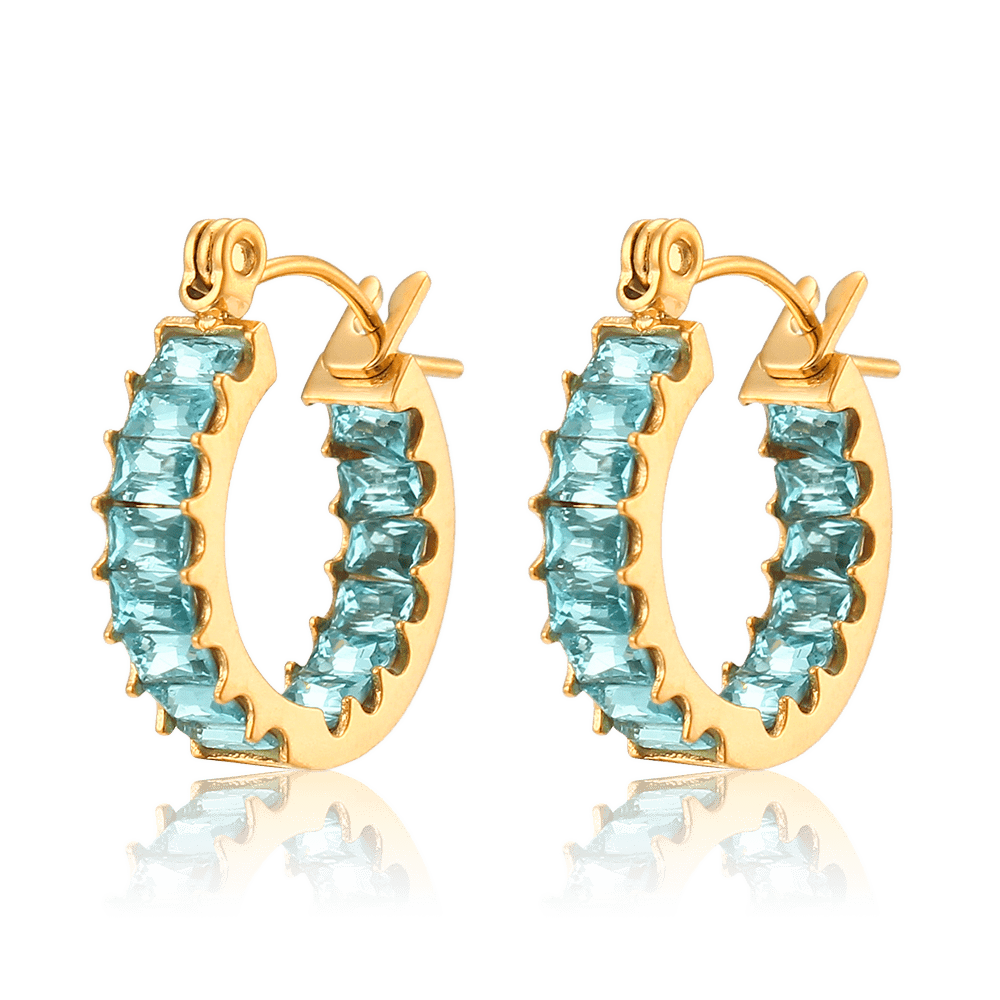 bianco rosso Earrings Aquamarine Cannes Sparkling 18 Gold Hoops cyprus greece jewelry gift free shipping europe worldwide