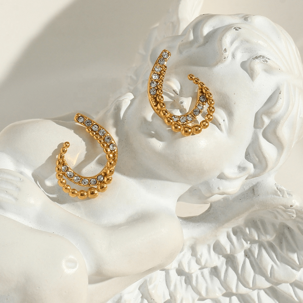 bianco rosso Earrings Corrèze Double Sparkling Huggie Hoops 18K Gold Plated cyprus greece jewelry gift free shipping europe worldwide