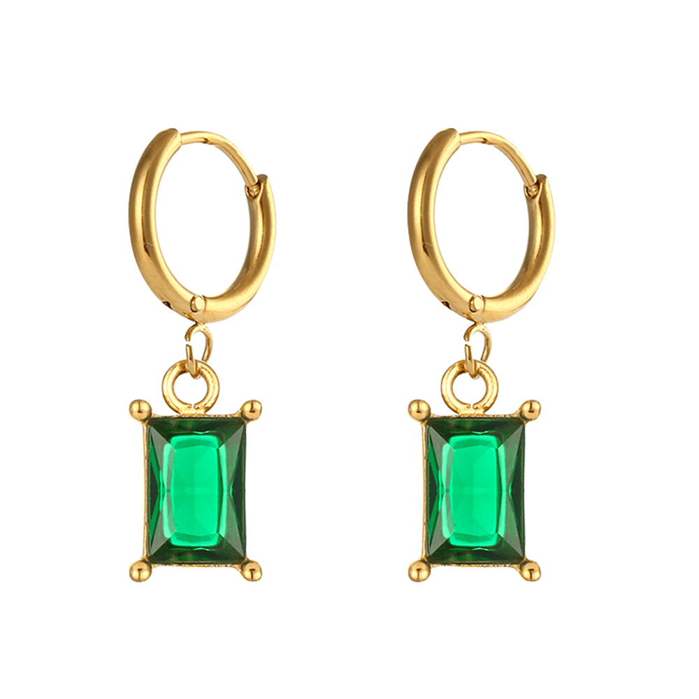 bianco rosso Earrings Emerald Najac Charm Emerald Hoops 18k Gold Plated cyprus greece jewelry gift free shipping europe worldwide