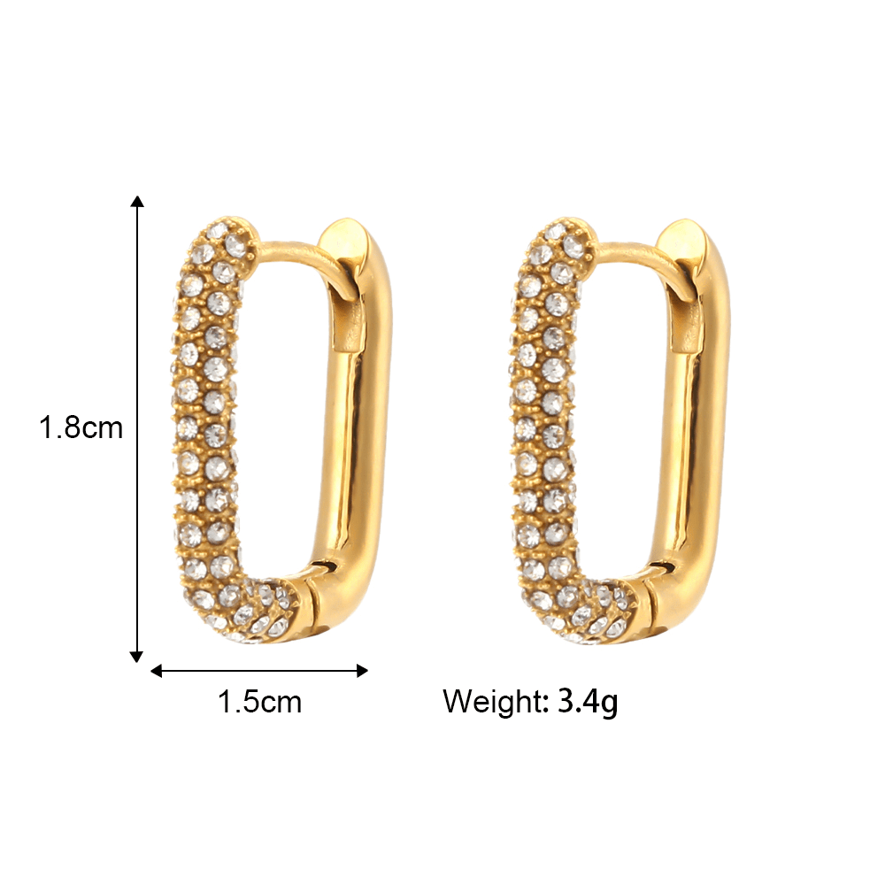 bianco rosso Earrings Olette Sparkling Rectangle Hoops 18K Gold Plated cyprus greece jewelry gift free shipping europe worldwide