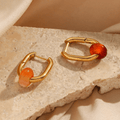 bianco rosso Earrings Orange Aiguèze Rectangle Hoops 18k Gold Plated cyprus greece jewelry gift free shipping europe worldwide