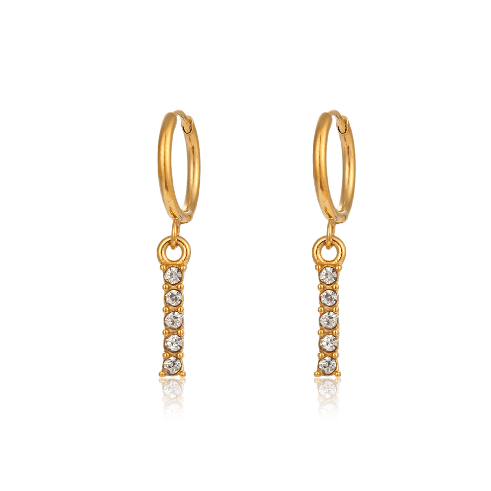 bianco rosso Earrings Vogüé Initial Charm Sparkling 18k Gold Plated cyprus greece jewelry gift free shipping europe worldwide