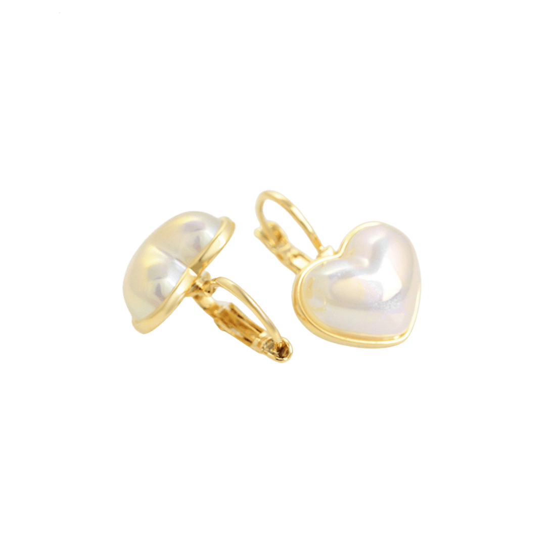 bianco rosso Earrings White Heart Huggies 14K Gold Plated Earrings (BLE-2161) cyprus greece jewelry gift free shipping europe worldwide