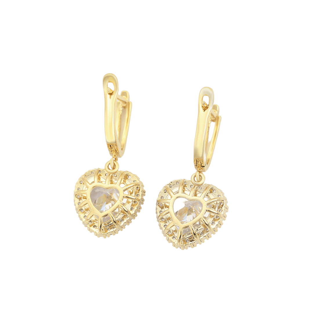 bianco rosso Earrings White Sparkle Heart Huggies 14K Gold Plated Earrings (BFBearring-1194) cyprus greece jewelry gift free shipping europe worldwide