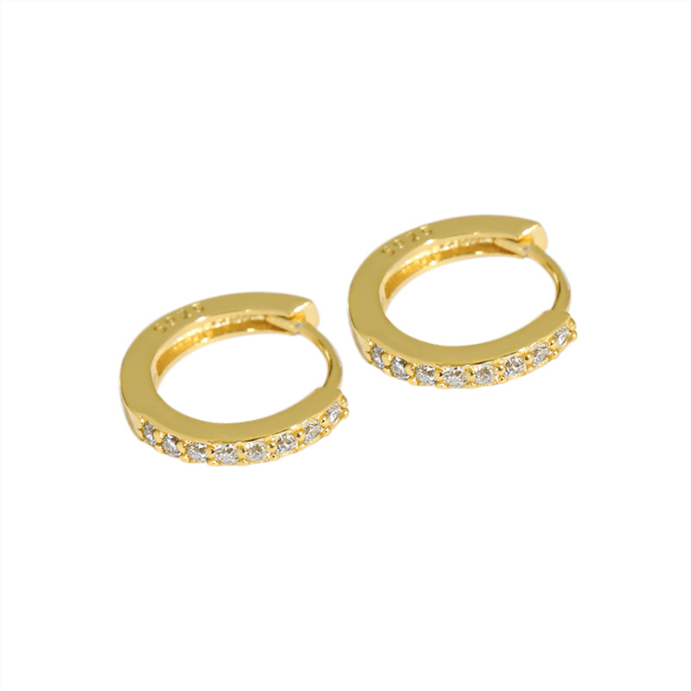 bianco rosso Earrings Yvoire Huggie Pave Sparkling MIni Hoops 18K Gold Plated cyprus greece jewelry gift free shipping europe worldwide