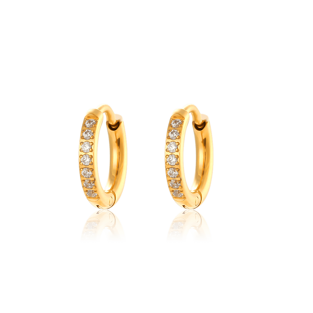 bianco rosso Earrings Yvoire Huggie Pave Sparkling MIni Hoops 18K Gold Plated cyprus greece jewelry gift free shipping europe worldwide