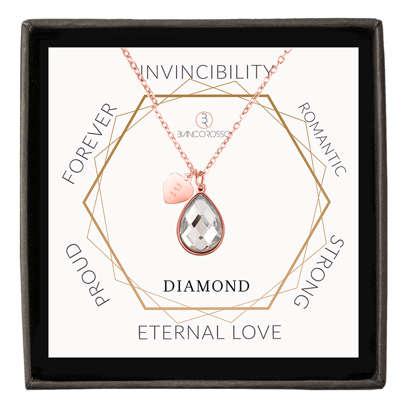 bianco rosso Necklaces April Birthstone - Diamond cyprus greece jewelry gift free shipping europe worldwide