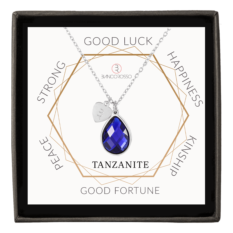 bianco rosso Necklaces December Birthstone - Tanzanite cyprus greece jewelry gift free shipping europe worldwide