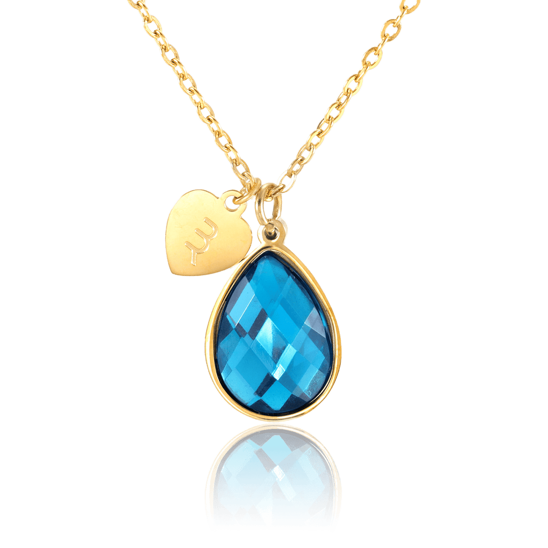 bianco rosso Necklaces Gold March Birthstone - Aquamarine cyprus greece jewelry gift free shipping europe worldwide