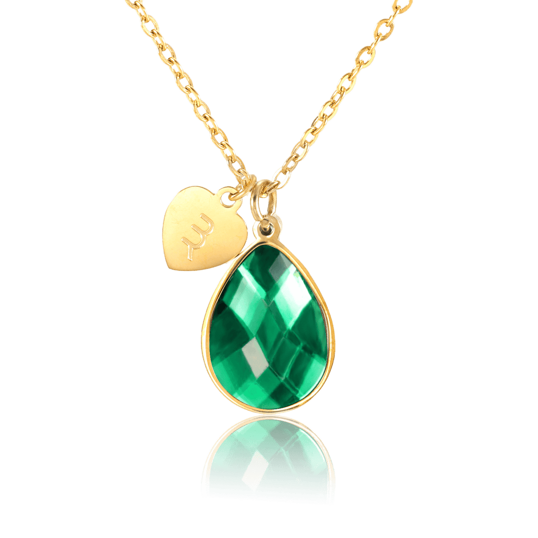 bianco rosso Necklaces Gold May Birthstone - Emerald cyprus greece jewelry gift free shipping europe worldwide