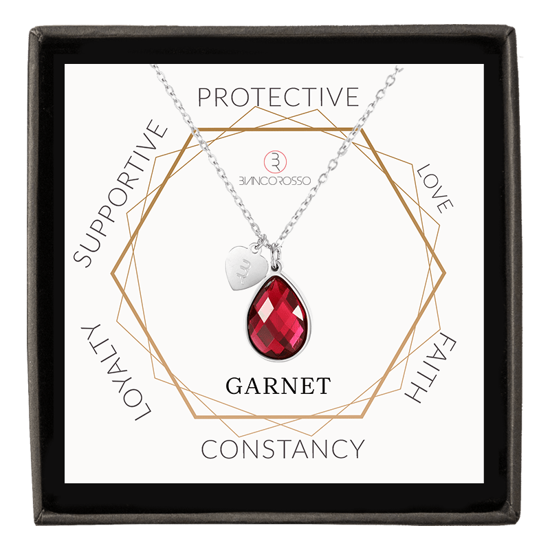 bianco rosso Necklaces January Birthstone - Garnet cyprus greece jewelry gift free shipping europe worldwide