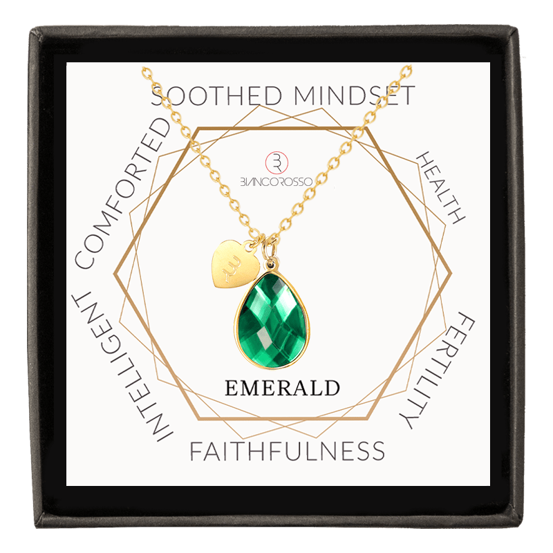 bianco rosso Necklaces May Birthstone - Emerald cyprus greece jewelry gift free shipping europe worldwide