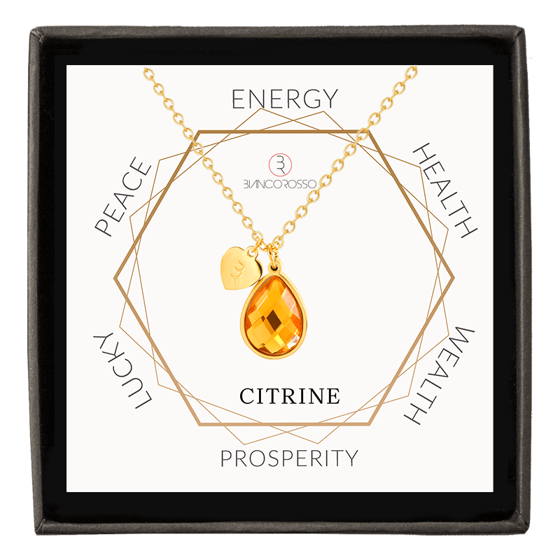 bianco rosso Necklaces November Birthstone - Citrine cyprus greece jewelry gift free shipping europe worldwide