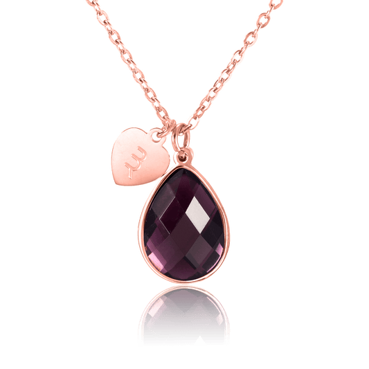 bianco rosso Necklaces Rose Gold February Birthstone - Amethyst cyprus greece jewelry gift free shipping europe worldwide