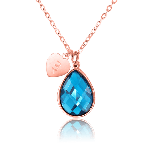 bianco rosso Necklaces Rose Gold March Birthstone - Aquamarine cyprus greece jewelry gift free shipping europe worldwide