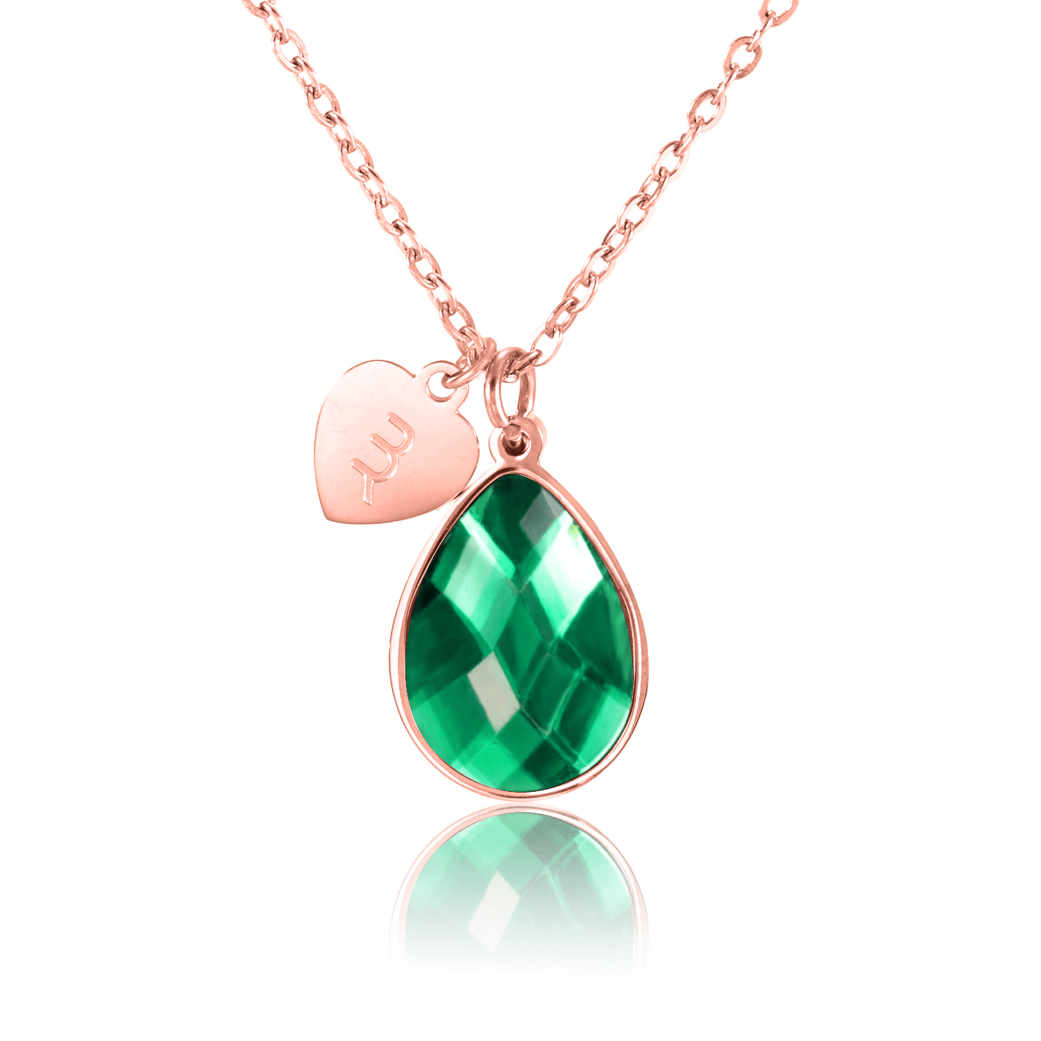 bianco rosso Necklaces Rose Gold May Birthstone - Emerald cyprus greece jewelry gift free shipping europe worldwide