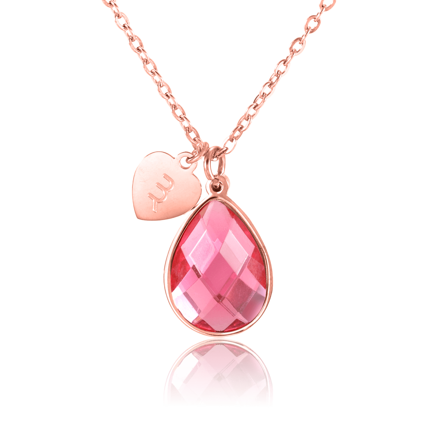 bianco rosso Necklaces Rose Gold October Birthstone - Pink Tourmaline cyprus greece jewelry gift free shipping europe worldwide