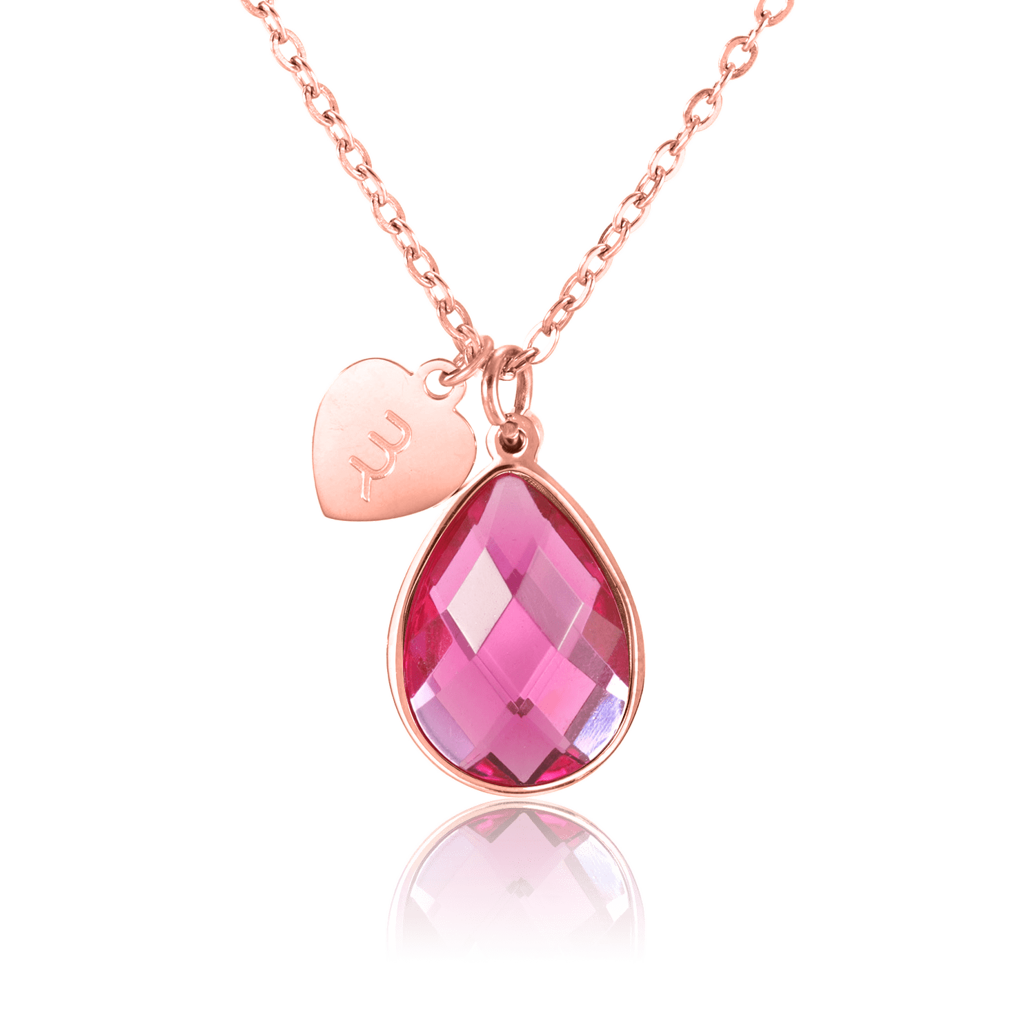 bianco rosso Necklaces Rose Gold September Birthstone - Rose Quartz cyprus greece jewelry gift free shipping europe worldwide