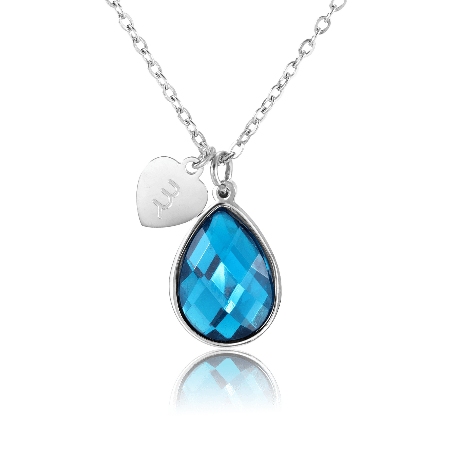 bianco rosso Necklaces Silver March Birthstone - Aquamarine cyprus greece jewelry gift free shipping europe worldwide