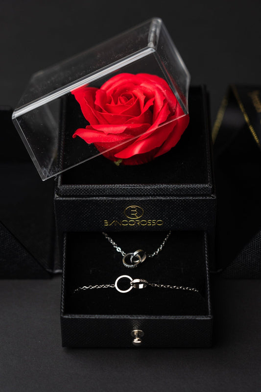 bianco rosso Rose Box Eternity Set / Silver Valentine's Gift Box cyprus greece jewelry gift free shipping europe worldwide